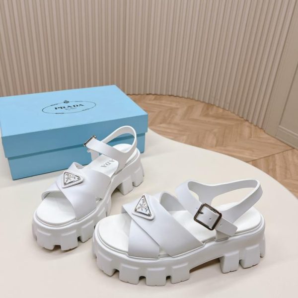 PRADA2024 Römische geflochtene Gummisandalen mit dicker Sohle und Sägezahnmuster