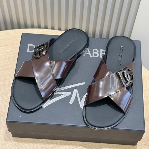 DOLCE & GABBANA Herrenhausschuhe aus Kalbsleder mit Logo
