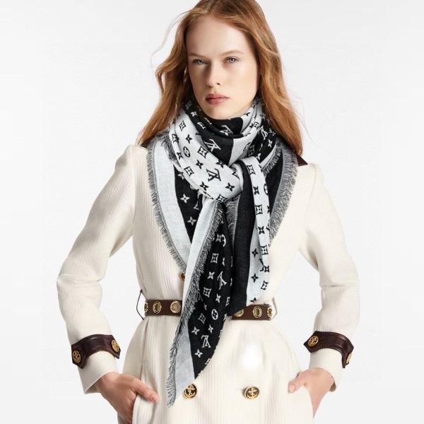 Zweifarbiger quadratischer Schal aus Kaschmir mit Monogramm von Louis Vuitton