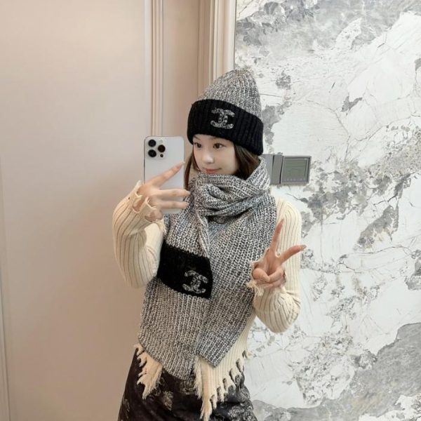 Chanel Hüte und Schals, offizielle Website, neues Produkt, klassisches Set