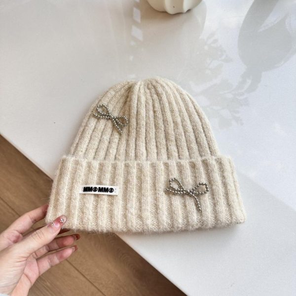 Margiela MM6 neue Strickmütze mit Schleife