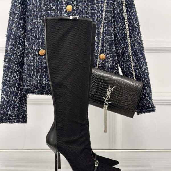 Saint Lauren neue Mesh-Stiefel mit spitzer Zehenpartie und hohem Absatz