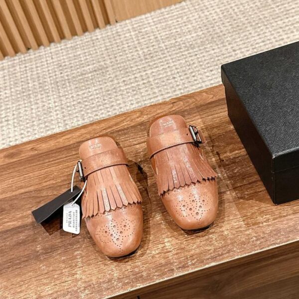 replica,schuhe,beste,kaufen,1:1,besten,seiten,Replik,turnschuhe,sneakers [Top-Version] Prada Retro-Quastenschuhe Brogue Carved Slip-on Half Drag (DBB5)