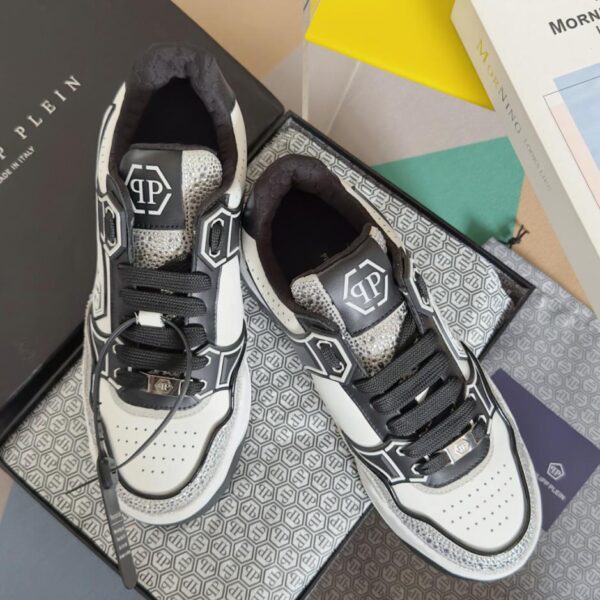 replica,schuhe,beste,kaufen,1:1,besten,seiten,Replik,turnschuhe,sneakers PHILIPP PLEIN Moon Walker Serie Strass lässige weiße Schuhe Sportschuhe Skateschuhe