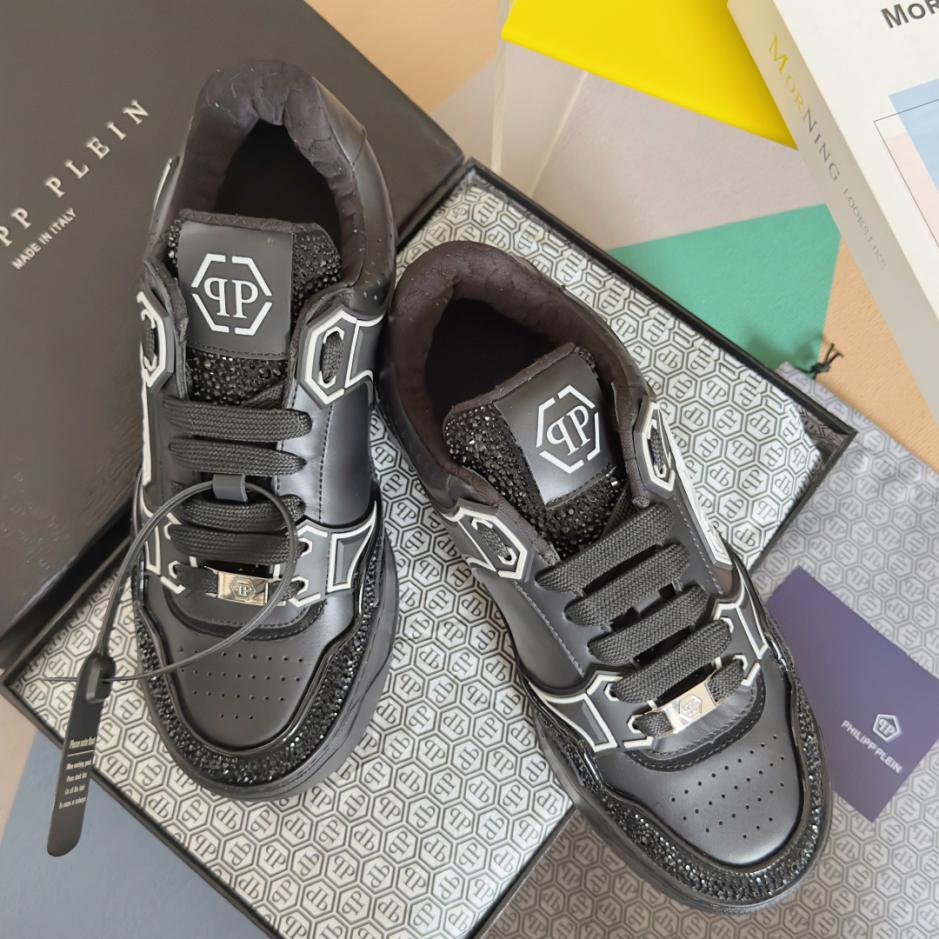 replica,schuhe,beste,kaufen,1:1,besten,seiten,Replik,turnschuhe,sneakers PHILIPP PLEIN Moon Walker Serie Strass lässige weiße Schuhe Sportschuhe Skateschuhe