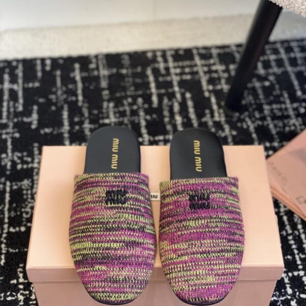 Miu Miu neue Sommer-Pantoletten-Hausschuhe aus Wollhalbhausschuhen