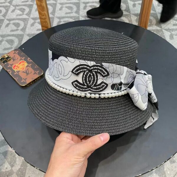 replica,schuhe,beste,kaufen,1:1,besten,seiten,Replik,turnschuhe,sneakers Chanel New Pearl Ribbon Straw Vacation Bon Hat Strohhut