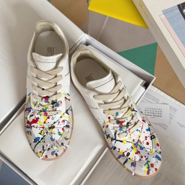 replica,schuhe,beste,kaufen,1:1,besten,seiten,Replik,turnschuhe,sneakers Maison Margiela MM6 Couples Inkjet Graffiti Canvas-Schuhe