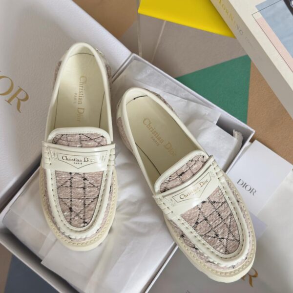 DIOR neueste Boy-Serie Rattan-Karo-Tweed-Loafer mit dicker Sohle, Top-Version