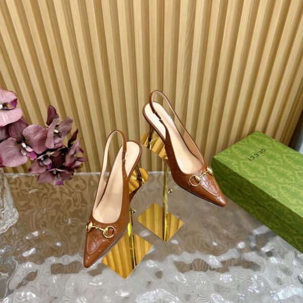 replica,schuhe,beste,kaufen,1:1,besten,seiten,Replik,turnschuhe,sneakers GUCCI Horsebit Cat Heel Spitzschuh Flache Sandalen Geprägte Sandalen