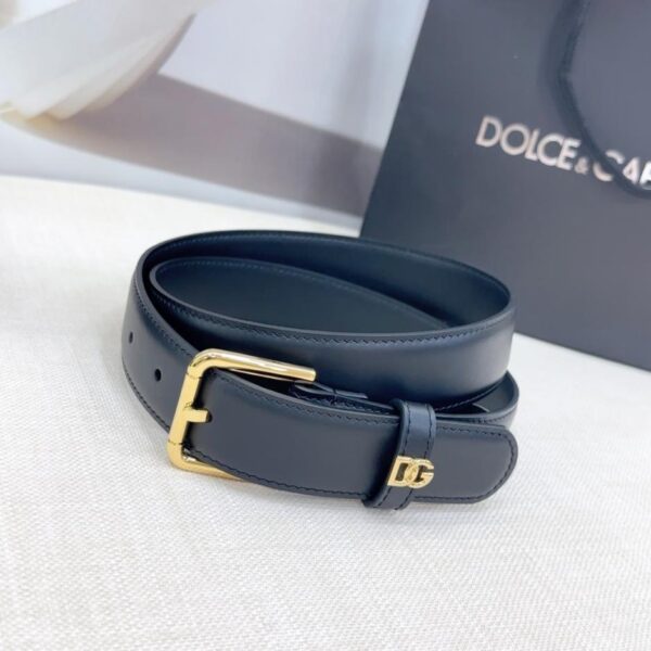 D&G Kalbsledergürtel, importiertes Originalleder mit DG-Schnalle, 3,0 cm (I5Y8G)