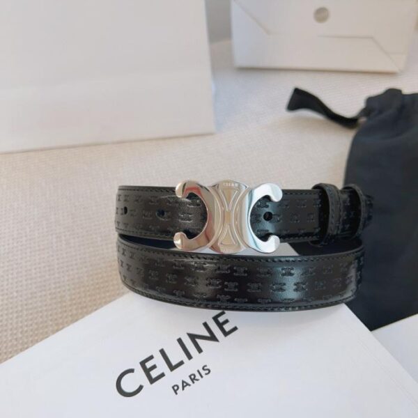 CELINE-Gürtel im Counter-Stil, 2,5 cm breit, originale erste Schicht Kalbsleder (6T61E)