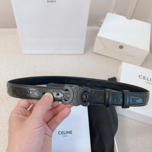 CELINE-Gürtel im Counter-Stil, 2,5 cm breit, originale erste Schicht Kalbsleder (WJ3WB)