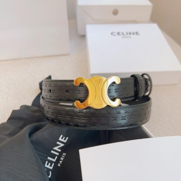 CELINE-Zähler, gleicher Stil, 2,5 cm breiter Gürtel, original erste Schicht Kalbsleder (26M7S)