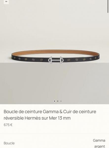 Hermes Damengürtel, neue GAMMA-Hardware, importiertes Epsom-Leder, Breite 13 mm (UEFLM)
