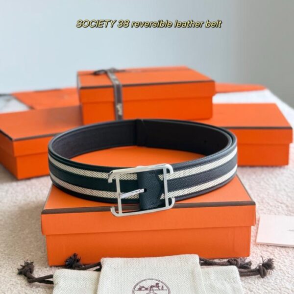 replica,schuhe,beste,kaufen,1:1,besten,seiten,Replik,turnschuhe,sneakers SOCIETY 38 Wendegürtel aus Leder. Doppelseitiger Gürtel aus Epsom-Kalbsleder und H-Canvas (R7N7R)