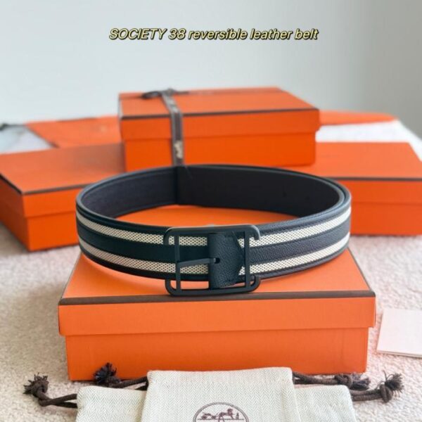 replica,schuhe,beste,kaufen,1:1,besten,seiten,Replik,turnschuhe,sneakers SOCIETY 38 Wendegürtel aus Leder. Doppelseitiger Gürtel aus Epsom-Kalbsleder und H-Canvas (W4PP0)
