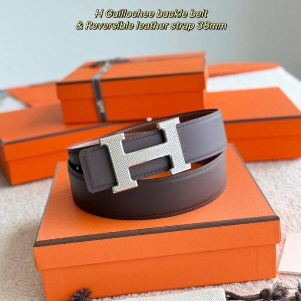 replica,schuhe,beste,kaufen,1:1,besten,seiten,Replik,turnschuhe,sneakers Hermes Guillochee Boutique-Hardware mit importiertem doppelseitigem mattem Kalbsleder, 38 mm breiter Herrengürtel (5QB84)