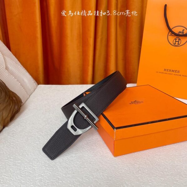 Hermes Original einzelner 3,8 cm breiter importierter Original-Ledergürtel, doppelseitig wiederverwendbar (1IDIS)