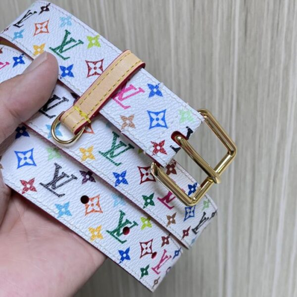 replica,schuhe,beste,kaufen,1:1,besten,seiten,Replik,turnschuhe,sneakers 3,0 mm weiße Farbe Louis Vuitton und der japanische Künstler Takashi Murakami haben gemeinsam den doppelseitigen LVX TM LV D-Ring-Gürtel (8OMCI) entworfen