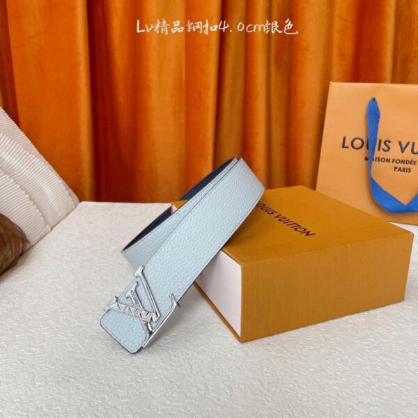 【LOUIS VUITTON】 Klassische, doppelseitige Stahlschnalle mit Litschi-Muster in Originalqualität, Breite 4,0 cm (46RXH)