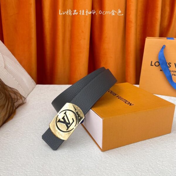 【LOUIS VUITTON】Klassische Originalqualität, klassisches doppelseitiges Litschi-Muster, originale hochwertige Stahlschnalle, Breite 4,0 cm (ZOWFT)