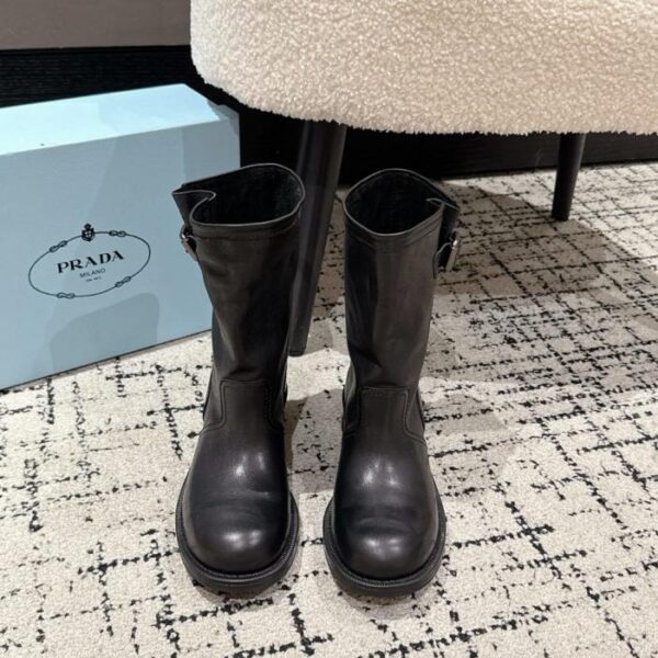 replica,schuhe,beste,kaufen,1:1,besten,seiten,Replik,turnschuhe,sneakers Top-Version Prada Herbst und Winter neue Produkte faltige Stiefel Motorradstiefel Stiefeletten (NK43V)