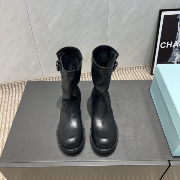 replica,schuhe,beste,kaufen,1:1,besten,seiten,Replik,turnschuhe,sneakers Top-Version PRADA Frühherbst neue runde Zehen-Ein-Fuß-Halbstiefel (DFVEA)