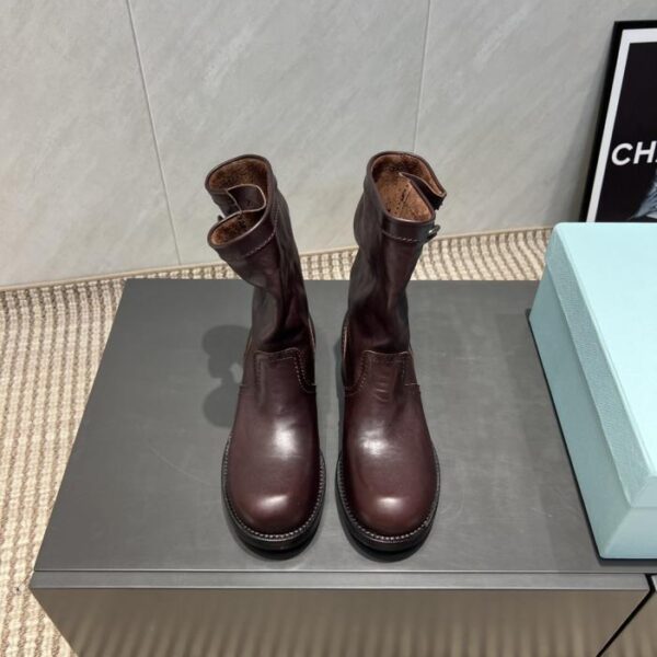 Top-Version PRADA Frühherbst neue runde Zehen-Ein-Fuß-Halbstiefel (MMCPV)