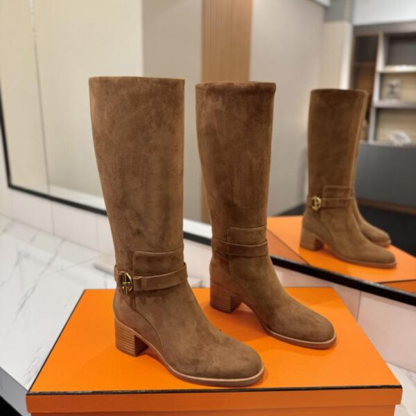 replica,schuhe,beste,kaufen,1:1,besten,seiten,Replik,turnschuhe,sneakers Hermes High-End Hot Girl Hermes Justine Kalbsleder runde Zehen Ärmel Ritterstiefel Top-Qualität (03IPJ)