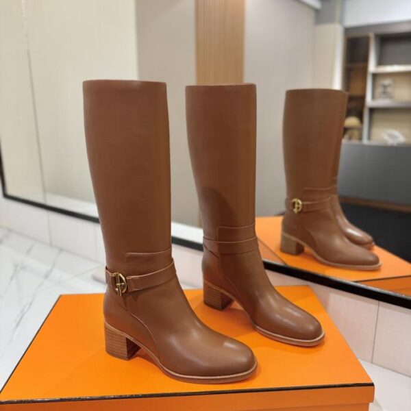 replica,schuhe,beste,kaufen,1:1,besten,seiten,Replik,turnschuhe,sneakers Hermes High-End Hot Girl Hermes Justine Kalbsleder runde Zehen Ärmel Ritterstiefel Top-Qualität (BOFZS)