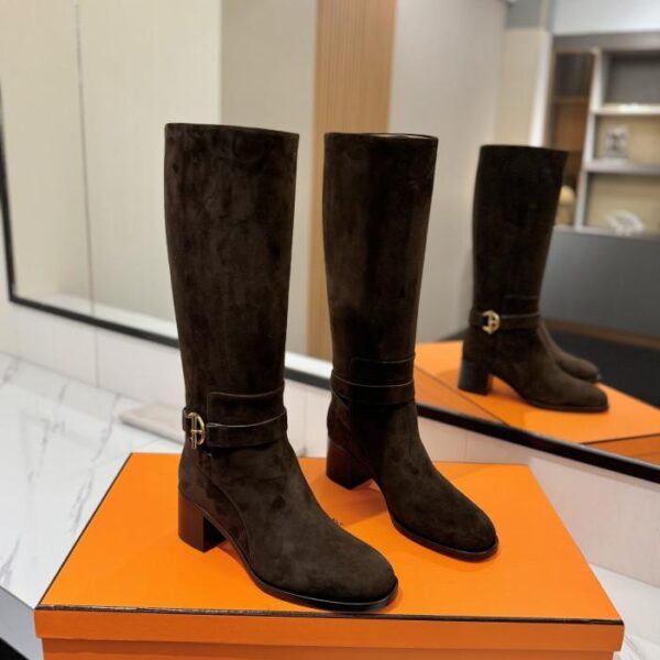 replica,schuhe,beste,kaufen,1:1,besten,seiten,Replik,turnschuhe,sneakers Hermes High-End Hot Girl Hermes Justine Kalbsleder runde Zehen Ärmel Ritterstiefel Top-Qualität (KNEKX)