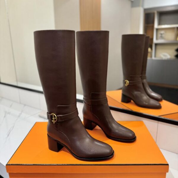 replica,schuhe,beste,kaufen,1:1,besten,seiten,Replik,turnschuhe,sneakers Hermes High-End Hot Girl Hermes Justine Kalbsleder runde Zehen Ärmel Ritterstiefel Top-Qualität (Z410U)