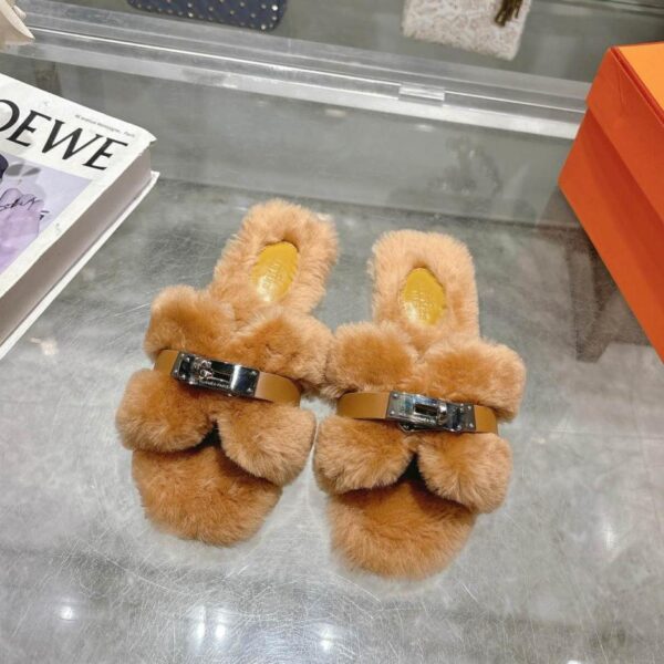 replica,schuhe,beste,kaufen,1:1,besten,seiten,Replik,turnschuhe,sneakers Kauf von Hermes New Color New Uncle Fur Slippers (L0194)