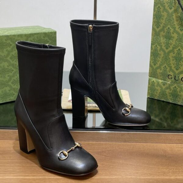 replica,schuhe,beste,kaufen,1:1,besten,seiten,Replik,turnschuhe,sneakers GUCCl Frühherbst neue elastische Stiefel mit Horsebit-Schnürung, klassische Stiefeletten mit dickem Absatz und quadratischer Zehenpartie (C3NPO)