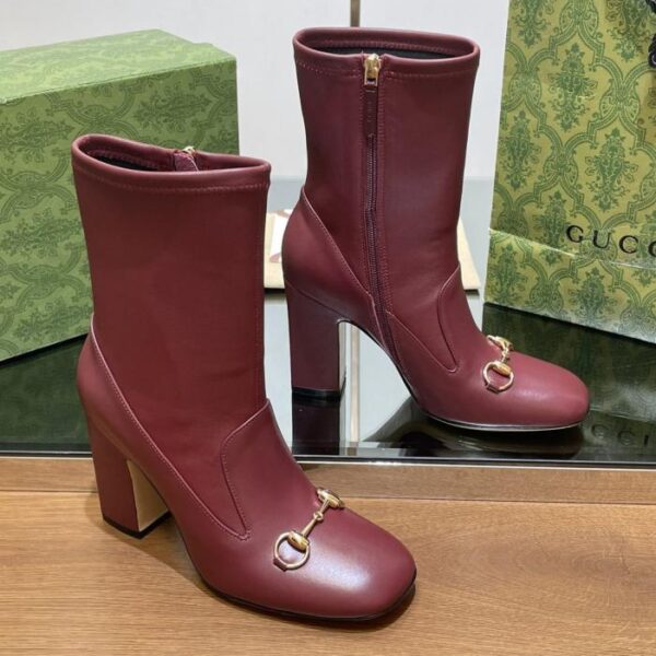 replica,schuhe,beste,kaufen,1:1,besten,seiten,Replik,turnschuhe,sneakers GUCCl Frühherbst neue elastische Stiefel mit Horsebit-Schnürung, klassische Stiefeletten mit dickem Absatz und quadratischer Zehenpartie (RXB1N)