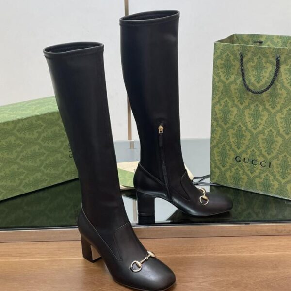 replica,schuhe,beste,kaufen,1:1,besten,seiten,Replik,turnschuhe,sneakers GUCCl Frühherbst neue elastische Stiefel mit Horsebit-Schnürung, lange Stiefel und kniehohe klassische Stiefeletten mit dickem Absatz und quadratischer Zehenpartie (Q95JE)