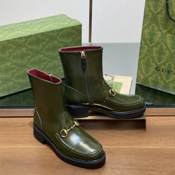 replica,schuhe,beste,kaufen,1:1,besten,seiten,Replik,turnschuhe,sneakers GUCCI – Ankle Boots mit geriffelter Bienensohle und Horsebit-Plateau, Chelsea-Stiefel [Ankerrotes Futter] (N13HY)