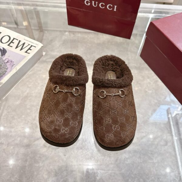 replica,schuhe,beste,kaufen,1:1,besten,seiten,Replik,turnschuhe,sneakers GUCCI Herbst/Winter Neue Wildleder-Horsebit-Wollpantoffeln für Damen (1X6HH)