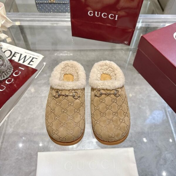 replica,schuhe,beste,kaufen,1:1,besten,seiten,Replik,turnschuhe,sneakers GUCCI Herbst und Winter Neue Wildleder-Horsebit-Wollpantoffeln für Damen (1ZMTJ)