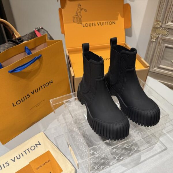 replica,schuhe,beste,kaufen,1:1,besten,seiten,Replik,turnschuhe,sneakers LV Upgraded Chelsea Plateau-Stiefeletten aus Rindsleder mit Gummiband (41, Sonderanfertigung, keine Rückgabe oder Umtausch) (EZZ2Q)