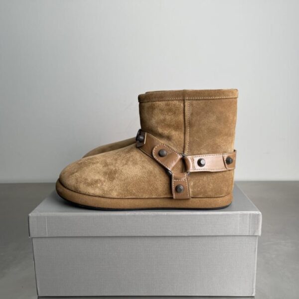 [Top-Tier-Version] BALENCIAGA Herbst/Winter Neuheit Alaska Weiche Slip-On Stiefeletten mit runder Zehenpartie aus Wolle (SFFM8)
