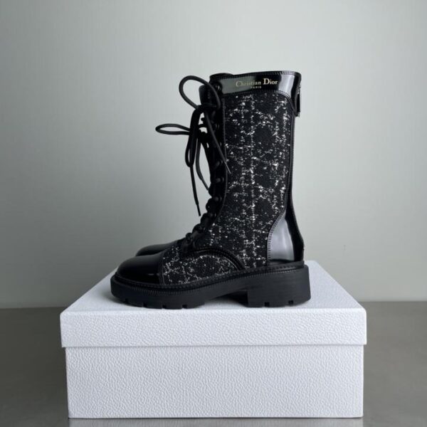 [Top-Tier-Version] Dior Herbst/Winter Neue D-MAJOR Serie Cannage Tweed Stiefeletten (2OZFC)