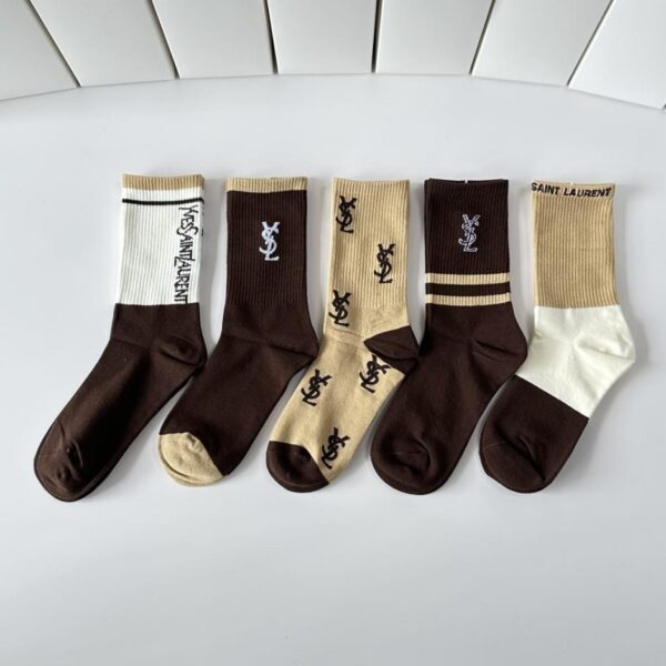 replica,schuhe,beste,kaufen,1:1,besten,seiten,Replik,turnschuhe,sneakers Saint Laurent Neue mittellange Socken, 5 Paar pro Packung (8UCRC)