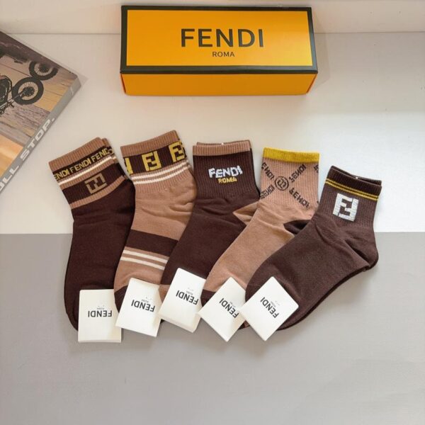 replica,schuhe,beste,kaufen,1:1,besten,seiten,Replik,turnschuhe,sneakers (5 Paar pro Packung) FENDI Classic Double F Mid-Calf Socken, Reine Baumwolle (K14SM)
