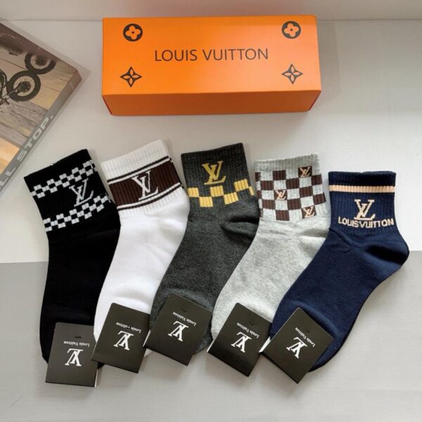 replica,schuhe,beste,kaufen,1:1,besten,seiten,Replik,turnschuhe,sneakers (5 Paar pro Packung) Louis Vuitton Herren-Socken, mittelhoch, aus reiner Baumwolle (KHQW0)