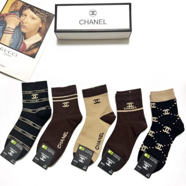 replica,schuhe,beste,kaufen,1:1,besten,seiten,Replik,turnschuhe,sneakers 【5 Paar pro Packung】 Chanel-Socken mit klassischem Logo, mittelhoch, aus reiner Baumwolle (ZBIB1)