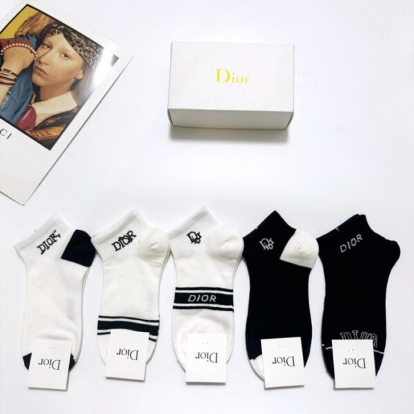 replica,schuhe,beste,kaufen,1:1,besten,seiten,Replik,turnschuhe,sneakers 【5 Paar pro Packung】 Klassische Dior-Logo-Baumwollsocken (IFZJ6)