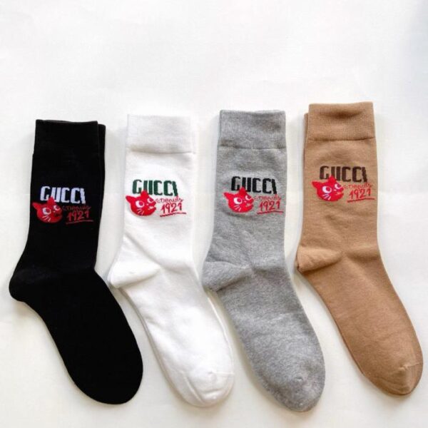 replica,schuhe,beste,kaufen,1:1,besten,seiten,Replik,turnschuhe,sneakers [4 Paar pro Packung] Klassische Gucci-Logo-Socken aus Baumwolle, mittelhoch (7W01J)