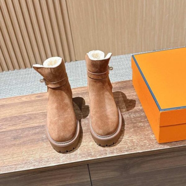 replica,schuhe,beste,kaufen,1:1,besten,seiten,Replik,turnschuhe,sneakers Hermes Martin-Stiefel aus Wildleder, Herbst/Winter, mit Fleecefutter und Metallschnallen (UKBB8)